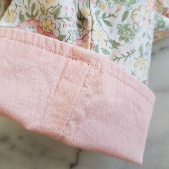 Vtg Izod Womens M Button Up Blouse Cottage Core Shirt Top ¾ Sleeve Floral Pink - Picture 8 of 8